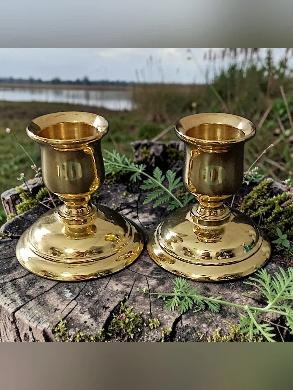 2 Vintage PartyLite Brass Candle Holders Mini Tapers Gold Tone Candlesticks